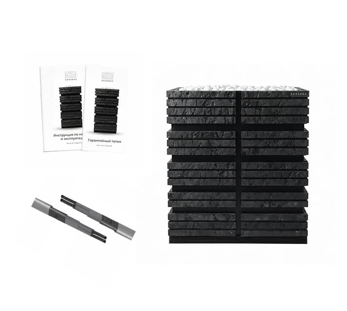 Электрическая печь для бани и сауны Sangens W30B Brick Graphite (Сангенс В30КИ Кирпич графитовый) i Электропечь Sangens W Brick Graphite для бани — кирпич графитового цвета, парная от 28 до 38 м³ (фото 4)