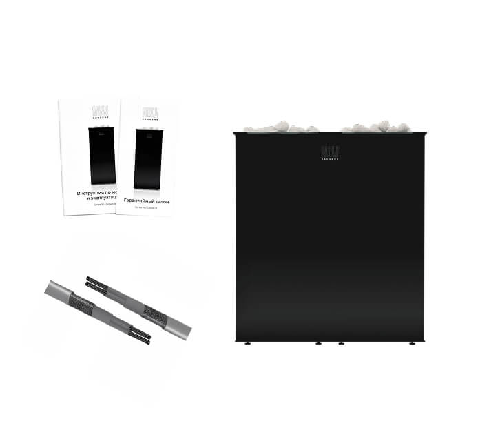 Электропечь Sangens W Glass Black для бани — чёрное стекло, парная от 28 до 38 м³