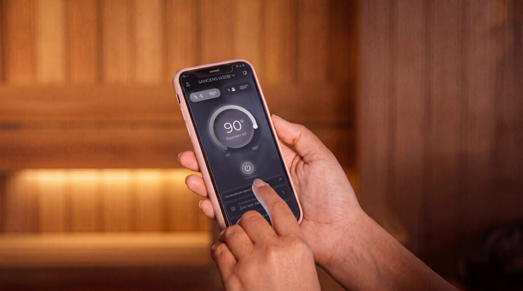 Sangens App — мобильное приложение для управления электропечью через Wi-Fi и Bluetooth